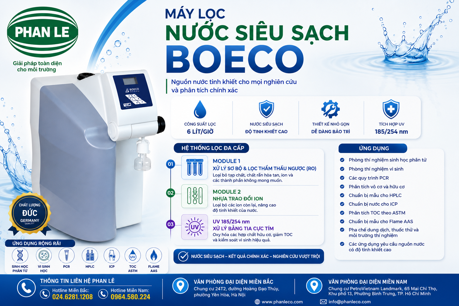 Máy lọc nước siêu sạch BOECO cho phòng thí nghiệm